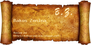 Bakos Zenina névjegykártya